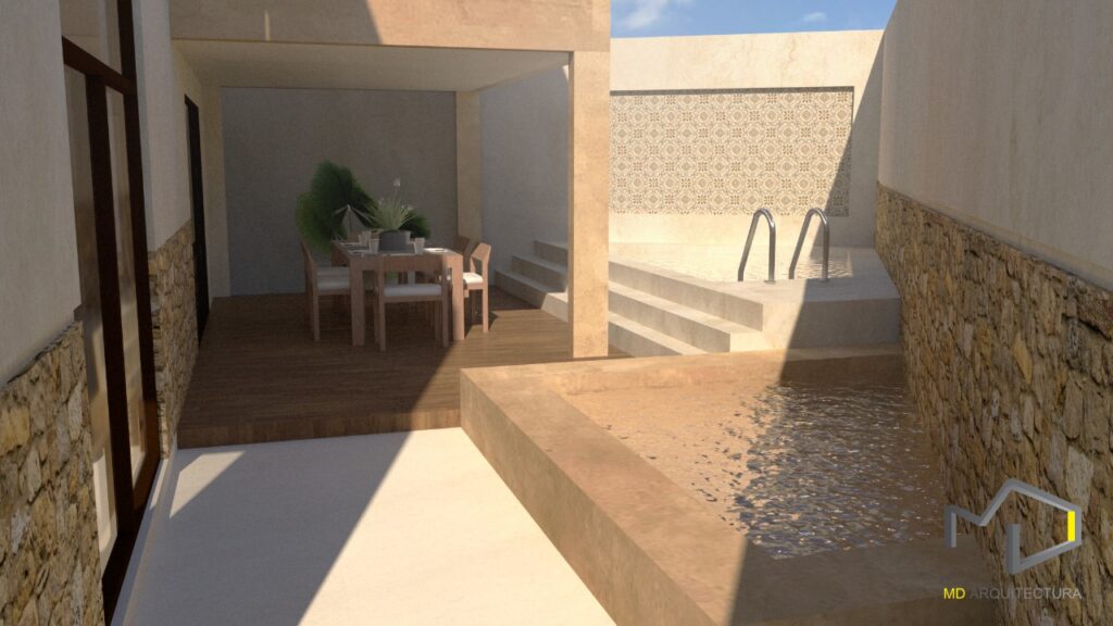 casa castillo render patio trasero